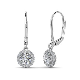 Cate & Chloe Michelle Drop Earrings, 18k White Gold Earrings with Cubic Zirconia Crystals, Earrings for Women, Wedding, Anniversary, Fashion Jewelry
