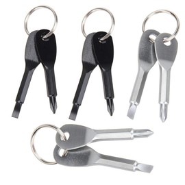 8 pcs Pocket Screwdriver Keys Stainless Keychain Screwdriver Set Mini Screwdriver Set Keyring Tool Flathead and Cross Screwdriver Outdoor Emergency Portable