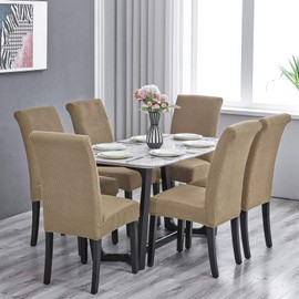 Howhic Stretch Chair Covers for Dining Room Set of 2, Removable Washable Dining Room Chair Covers, Dining Chair Slipcovers Seat Protector, Great Home Decor and Banquet Upholstery (Tan,2pk)