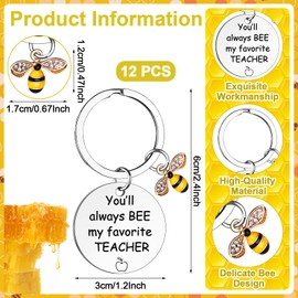 12 Set Thank You Gifts Teacher Appreciation Keychains Gift for Women Men Inspirational Keyrings Thank You Cards End of Year Best Teacher Gifts for Birthday Thanksgiving Teaching, Teachers from Student