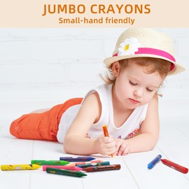 Lebze Jumbo Crayons for Toddlers, 16 Colors Non Toxic Crayons, Easy to Hold Large Crayon for Kids, Safe for Babies and Children Flower Monaco