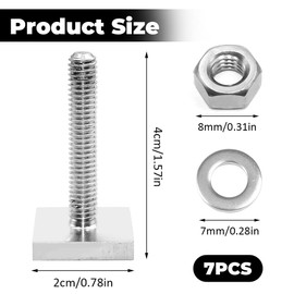 7 Pieces T-Nuts Roof Rack Bolts,Stainless Steel Car Luggage Rack Fastener, M6 T Bolts for T Track,T-Slot Nuts with Spacers and Nuts,Square Sliding Blocks for Ski, Bicycle & Water Sports Equipment