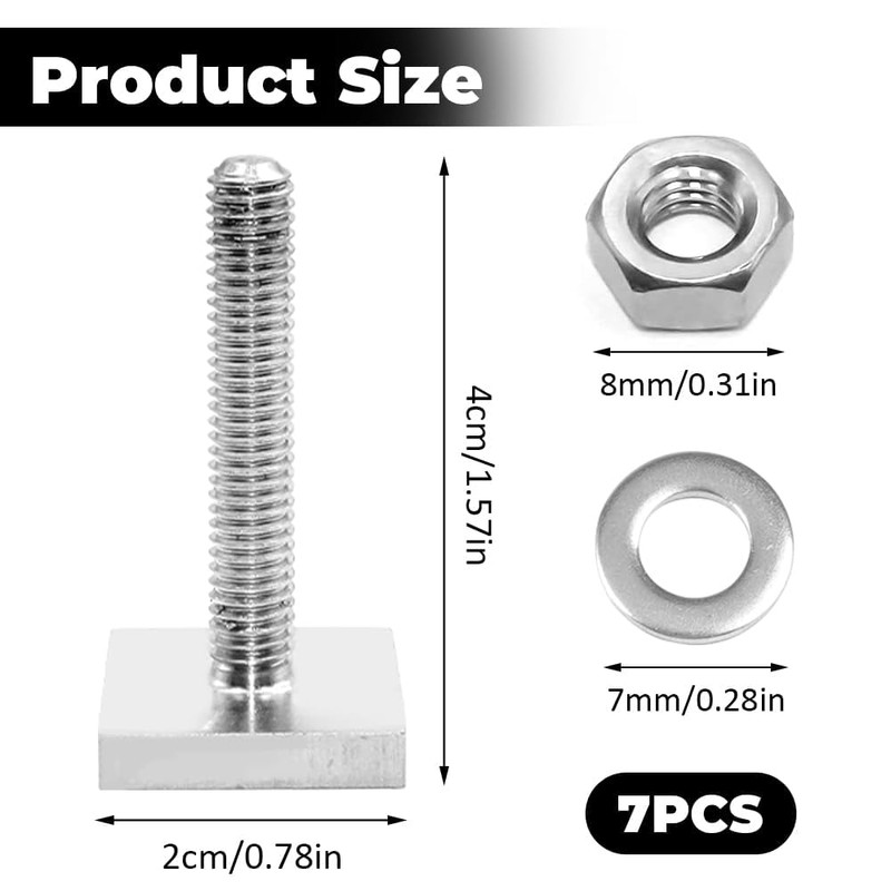 7 Pieces T-Nuts Roof Rack Bolts,Stainless Steel Car Luggage Rack