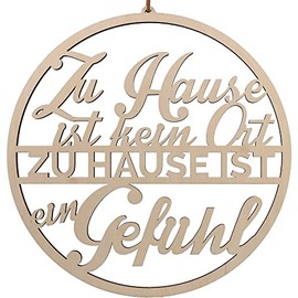 Spruchreif Premium quality 100% emotional, decorative loop, wooden decorative hanger, home is no place, wall decoration, door wreath, hoop, gift