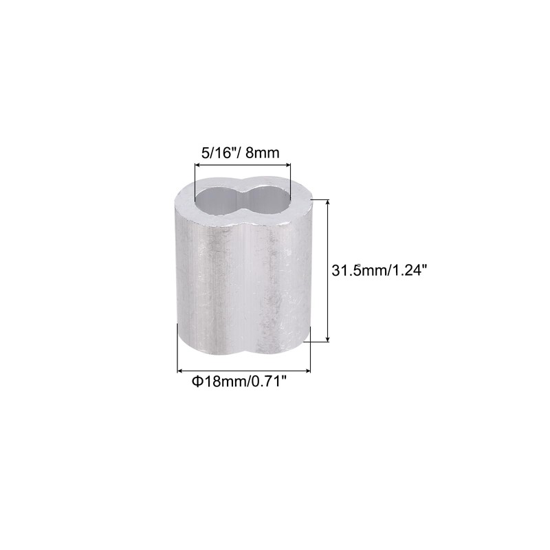 PATIKIL 5/16"/ 8mm Aluminum Crimping Loop Sleeves, 8Pcs Cable Crimp