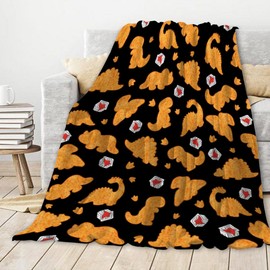 Chicken Nugget Blanket,Dino Nugget Blankets Gift Soft Cozy Plush Bedding Blanket,Fuzzy Flannel Fleece Ketchup Blanket for Couch Sofa Camping,50"x60"-Full Size for Teens