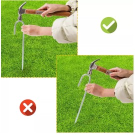 Hacaroa 4 Pack Rebar Tent Stakes Heavy Duty, 12 Inch Ground Anchors J Hook for