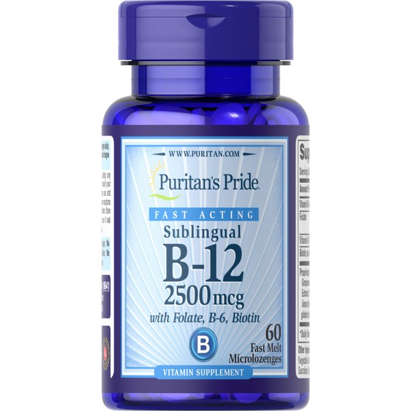 Puritan's Pride Vitamin B-12 2500 mcg Sublingual w/Folic Acid, V