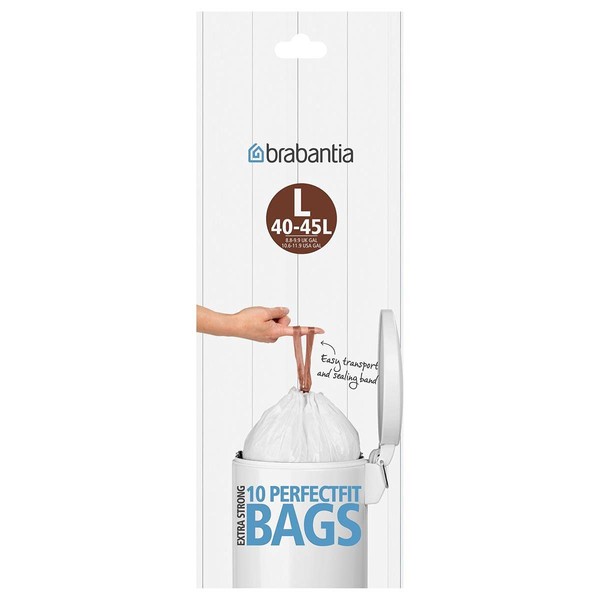 Brabantia PerfectFit Trash Bags (Size J / 6 Gallon) High Quality Thick Plastic Trash Can Liners with Tie Tape Drawstring Handles (20 Bags)