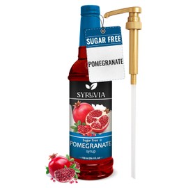 Syruvia Sugar-Free Pomegranate Syrup, Flavored Syrup for Drinks, Cocktails, Lemonades, Iced Teas, and Desserts – 25.4 fl oz, With Pump