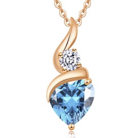 LOUISA SECRET Necklaces for Women 925 Copper Flame Love Heart Birthstone Pendant Necklaces,Jewellery Gifts for Women/Wife/Her/Mum Anniversary Birthday Mothers Day Christmas Valentines