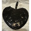 Deceptions Black Heart Shaped Skull & Crossbones Purse Wristlet, Textured,