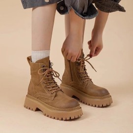 Botas Martin Retro Con Suela Gruesa A Media Pantorrilla Para