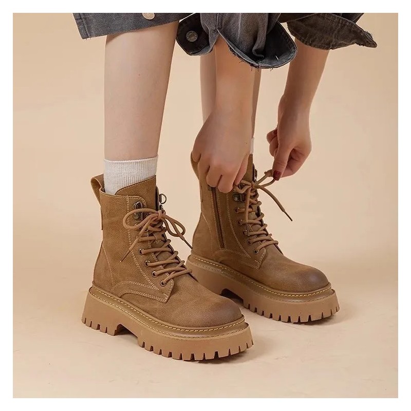 Botas Martin Retro Con Suela Gruesa A Media Pantorrilla Para
