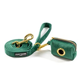 Fluffy Tailers Emerald Green Velvet Dog Lead & Poo Bag Holder - 152 cm Long Dog Lead