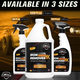 Car Care Iron Remover X, Car Detailing Iron Rust Remover-Wheel, Paint, Ceramic-Cleaner-Car Cleaner Exterior Care Products, Colorless Rim Cleaner, Decal Remover-Use Before Clay Bar (128 Fl Oz Gallon)