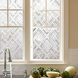 Finnez Window Film Privacy Film 3D No Glue Glass Sticker Rhombus Pattern for Glass Door Bathroom livingroom Office 23.6 x 78.7 Inches