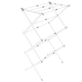 HARJERY Foldable Laundry Drying Rack, Collapsible Clothing Dryer, Adjustable Towel Rack for Air Drying Clothing, Bed Linen, Clothing, Socks, Scarves, White