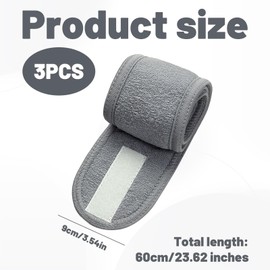 Skincare Headband, 3pcs Head Band, Makeup Headband, Spa Facial Headband Head Wrap, Adjustable Headband for Facial Mask Bath, Makeup, Sport, Washing Face, Skincare and Shower (grey)