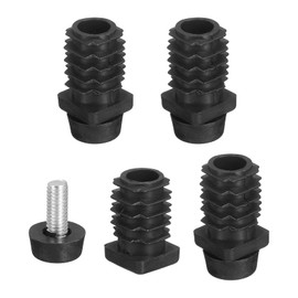 QUARKZMAN Set of 4 Levelling Feet, M6 x 15 x 15 mm, Plastic Adjustable Furniture Level, Rectangular Tube Screw-In Gliders, Suitable for Hole 22 mm for Table, Chair, Furniture, Black
