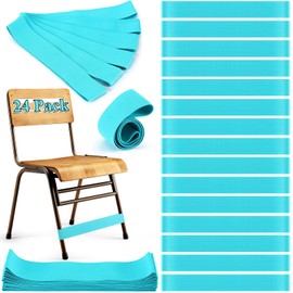 Honoson 24 Pcs Chair Bands for Kids with Fidgety Feet Stretchy Resistance Latex Fidget Chair Bands Flexible Seating for Classroom Home Sensory Room ADHD SPD Autism Tools 0.6mm (Light Blue)