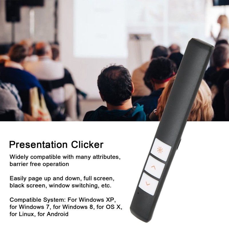 Presentation Clicker Ergonomic Handhold 2.4G Wireless USB Presenter with Receiver