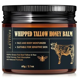 Beef Tallow and Honey Balm Moisturiser: Whipped Grass Fed Beef Tallow Balm with Raw Honey and Olive Oil for Skin and Face – Natural Cow Fat Facial Cream for Anti-Aging (Medium)