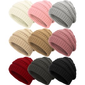 Foaincore 9 Pieces Slouchy Winter Hats for Women Knit Beanie Hats Warm Skull Caps Thick Winter Beanies