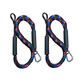 Pactrade Marine Boat Pontoon Kayak PWC Jet Ski Bungee Dock Line Mooring Rope 4'-5.5' with SS316 Snap Hook Salt and Fresh Water Use 2 Pack (Red, Blue & Black)