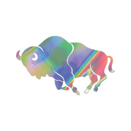 Buffalo Premium Sticker Decal Oil Slick Rainbow Holographic Metallic Bison rv Camping Outdoors - Oil Slick - 12" W x 7.22" H