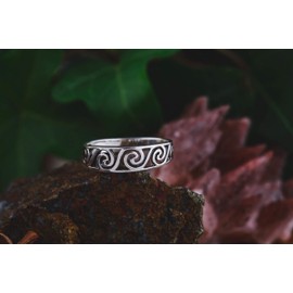 Windalf Delicate Celtic Vintage Women's Ring MorgÂine 6 mm Boho Spirals Indie Silver Ring Festival Jewellery 925 Sterling Silver, Fabric, No Gemstone