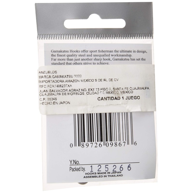 Gamakatsu - Gancho para Cebo con Anillo, Color Negro, Talla