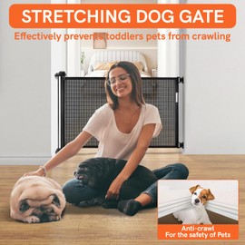 Hooomyai Extra-Wide Retractable Baby & Pet Gate - 34" Tall, Extends up to 60" Wide, Easy One-Hand Operation, Family Choice Award Winner, Safe for Kids & Pets, Indoor & Outdoor, Black (34 x 60 inch)