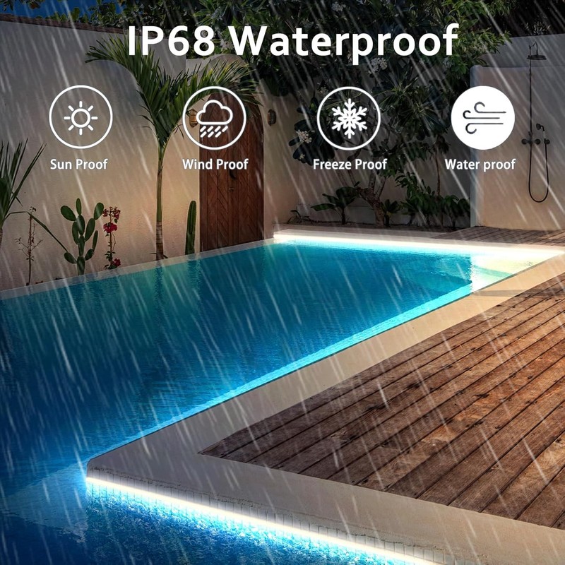 50Ft Solar Strip Lights Outdoor, Waterproof LED Light Strip Auto
