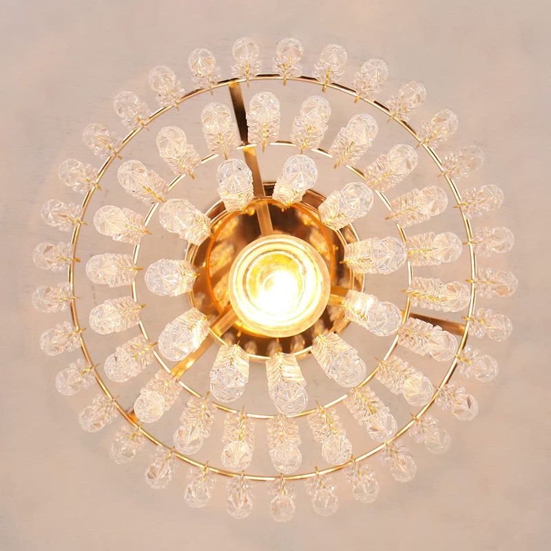 FRIXCHUR Mini Size Crystal Chandelier Modern Flush Mount Ceiling Light