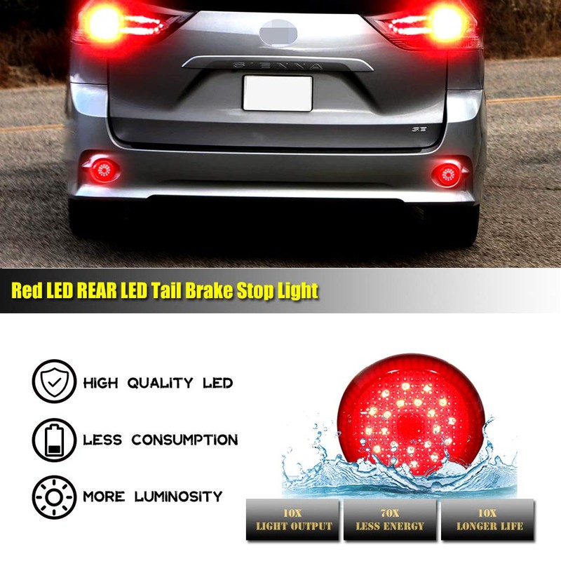 GTINTHEBOX Red Lens Led Rear Bumper Reflector Tail Brake Stop