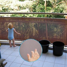 Revanom Child Safety Net, Balcony, Patios and Railing Stairs Netting, Safe Rail Net for Kids/Pet/Toy, Sturdy Mesh Fabric Material, 9.8 ft Brown Color