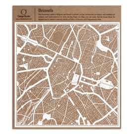O3 DESIGN STUDIO Brussels Paper Cut Map White 30x30 cm Paper Art