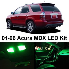 LEDpartsNow Interior LED Lights Replacement for Acura MDX 2001-2006 GREEN Accessories Package Kit (13 Pieces)