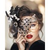 Campsis Masquerade Mask, Silver Masquerade Mask with Feathers, Party Venetian