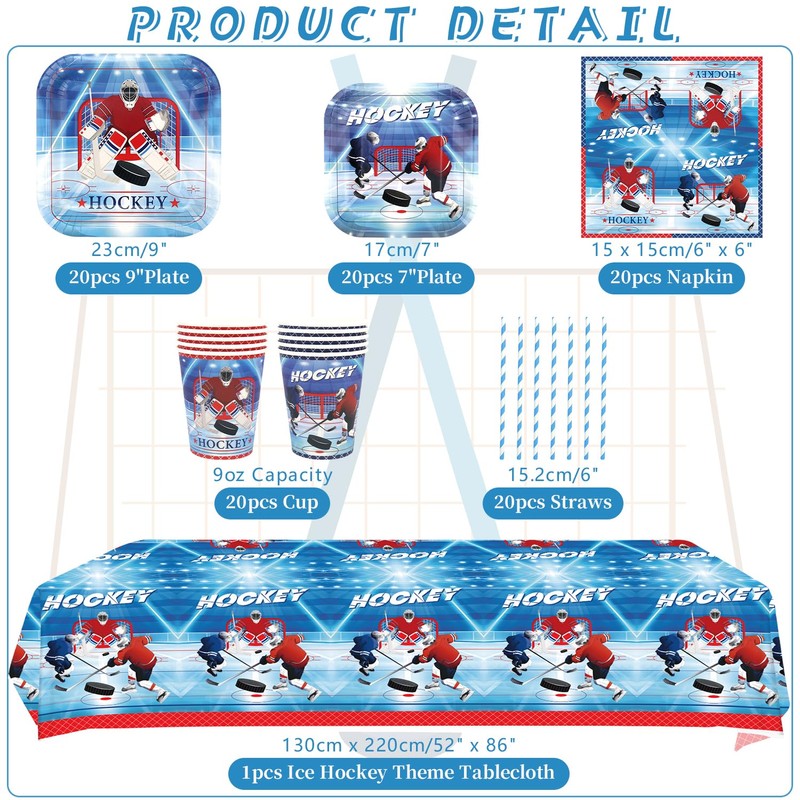 Obussgar Hockey Party Decoration - Hockey Birthday Party Tableware Supplies