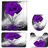 Purple Rose Bathroom Set with Shower Curtain and Non-Slip Rugs,