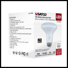 Satco 12 Bulbs Pack, S11783 7 Watt BR30 LED; 27K/30K/35K/40K/50K CCT Selectable; Dim to Warm; White Finish; 120 Volt; 7BR30/LED/5CCT/WD/120V