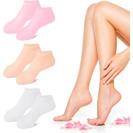 2 Pairs Silicone Socks for Dry Cracked Feet Women Silicone Moisturizing Socks for Women Foot Care After Pedicure Aloe Infused Spa Gel Socks Foot Covers for Repairing Rough Skin Heels Calluses