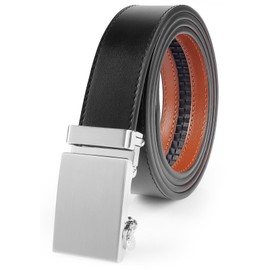 Nelbons Men's Belt Ratchet Automatic Belt for Men 35 mm 1 3/8 Inch Wide Leather Belt, A-black 03