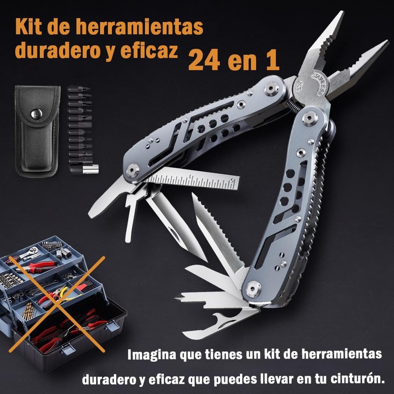 Navaja Multiherramienta Alicates Multiusos, 24 en 1 Multiherramienta Alicates Inoxidable