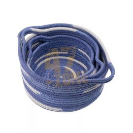 47-Zone Cotton S/3 Baskets Blue and White Indoor Outdoor Home Decor Tabletop Decoration