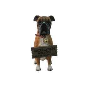 DWK Front Porch Dog Outdoor Welcome Sign Decorative Statue | Cute Dog Welcome Sign for Front Porch Standing | Decorative Garden Statues - Boxer