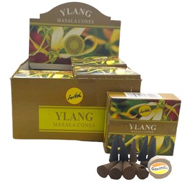 Sreevani Natural Masala Incense Cones and Holder Bundle, 120 Cones Total, Ylang Ylang