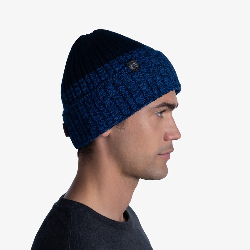 Buff Unisex Knitted Fleece Lined Beanie Hat - Night Blue